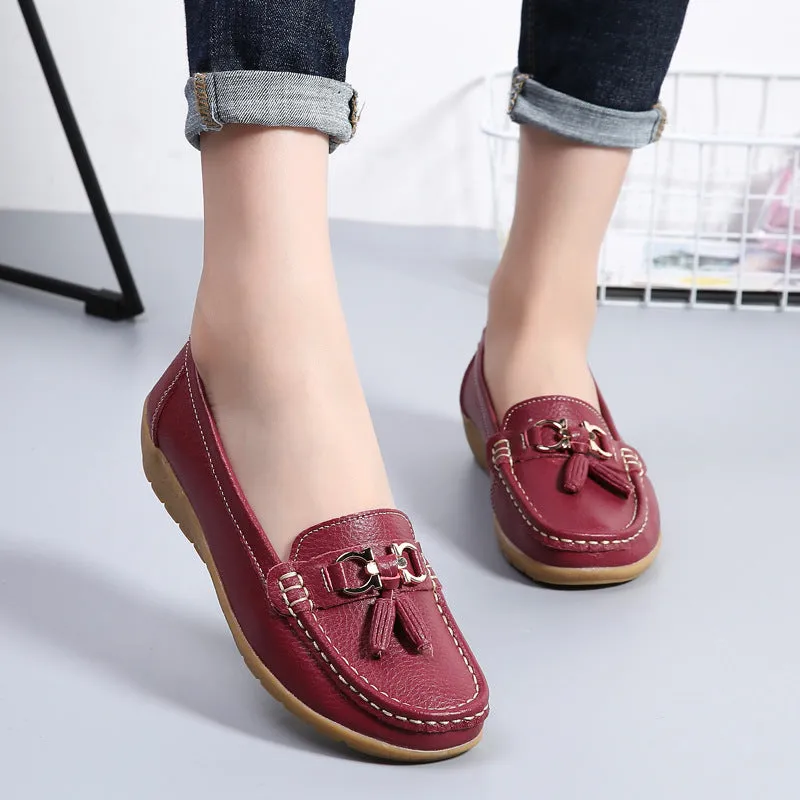 Genuine Leather Soft-soled Loafers for Women