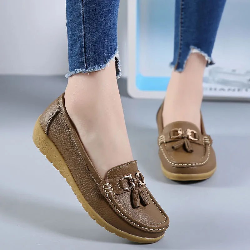 Genuine Leather Soft-soled Loafers for Women