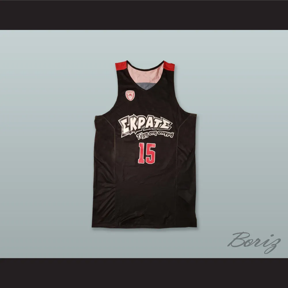Georgios Printezis 15 Olympiacos Piraeus Greece Black Basketball Jersey