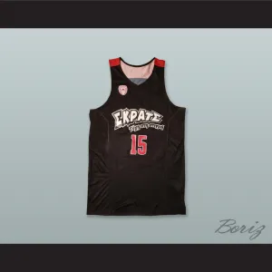 Georgios Printezis 15 Olympiacos Piraeus Greece Black Basketball Jersey