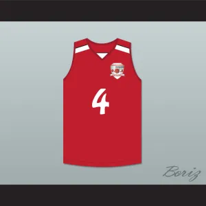 Giannis Antetokounmpo 4 Filathlitikos B.C. Red Basketball Jersey 2
