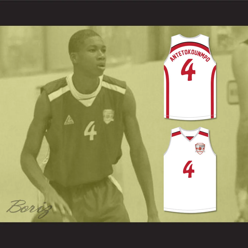 Giannis Antetokounmpo 4 Filathlitikos B.C. White Basketball Jersey 2