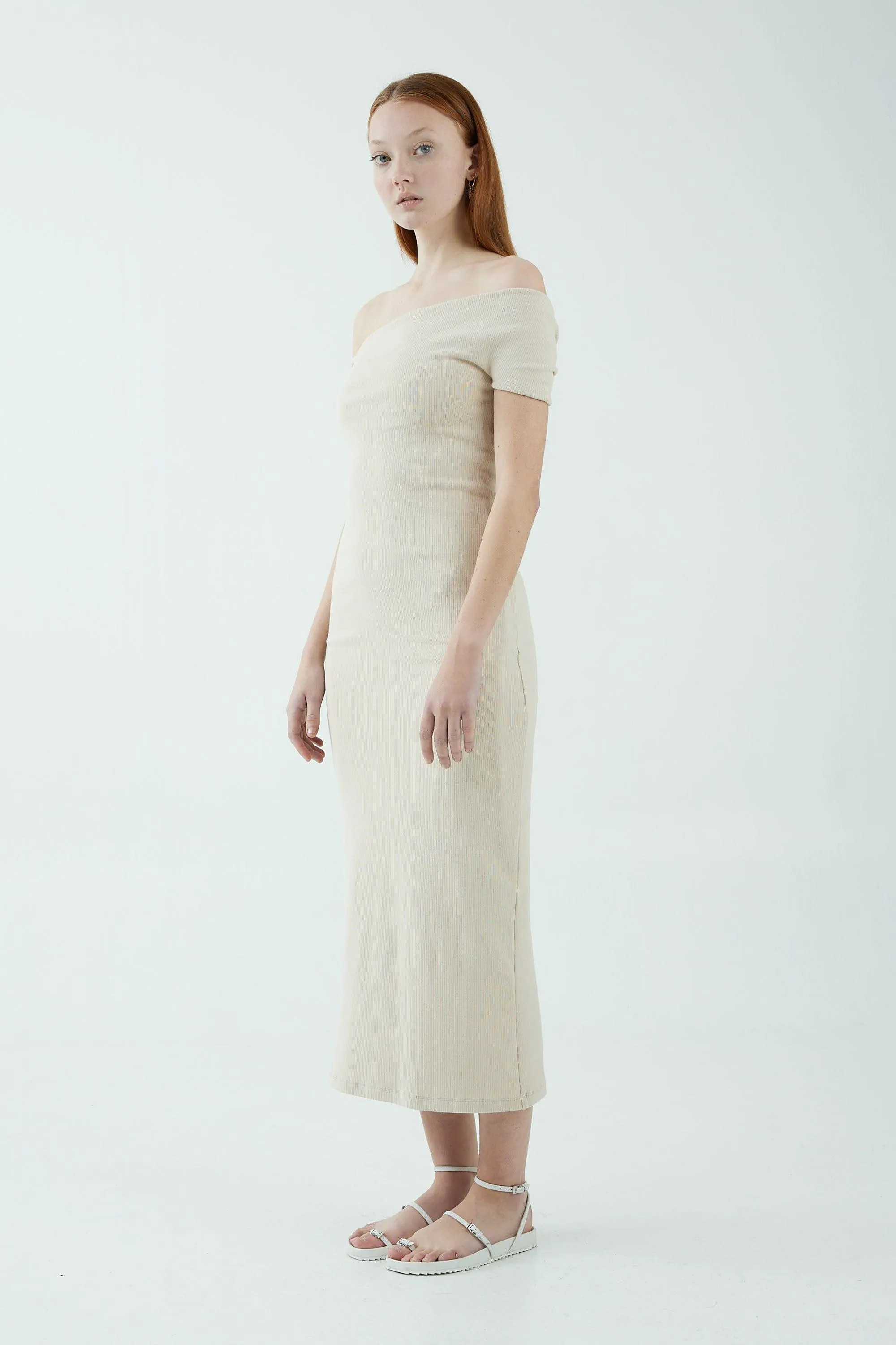 INTERTWINED OFF SHOULDER DRESS | BONE