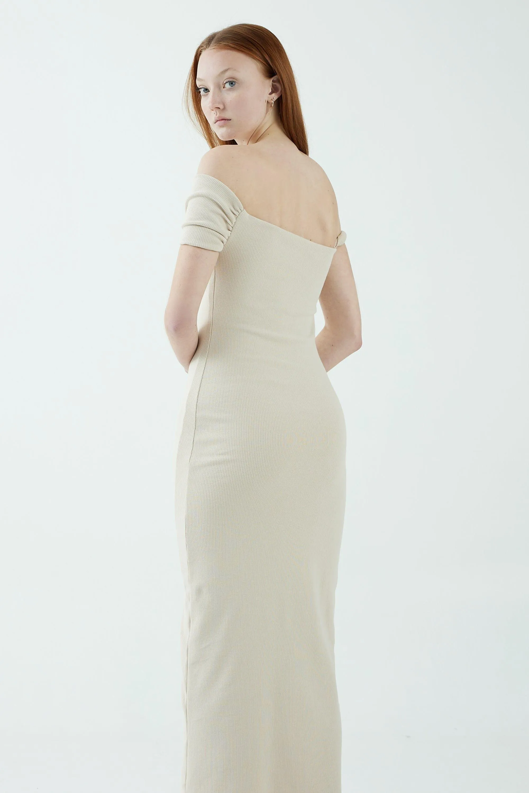 INTERTWINED OFF SHOULDER DRESS | BONE