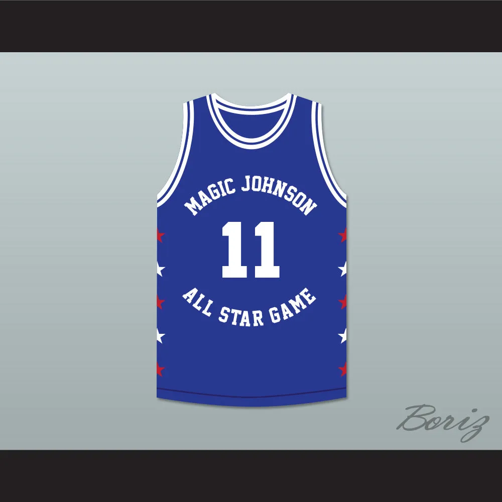 Isiah Thomas 11 Magic Johnson All Star Game Blue Basketball Jersey 1989 Midsummer Night's Magic Charity Event