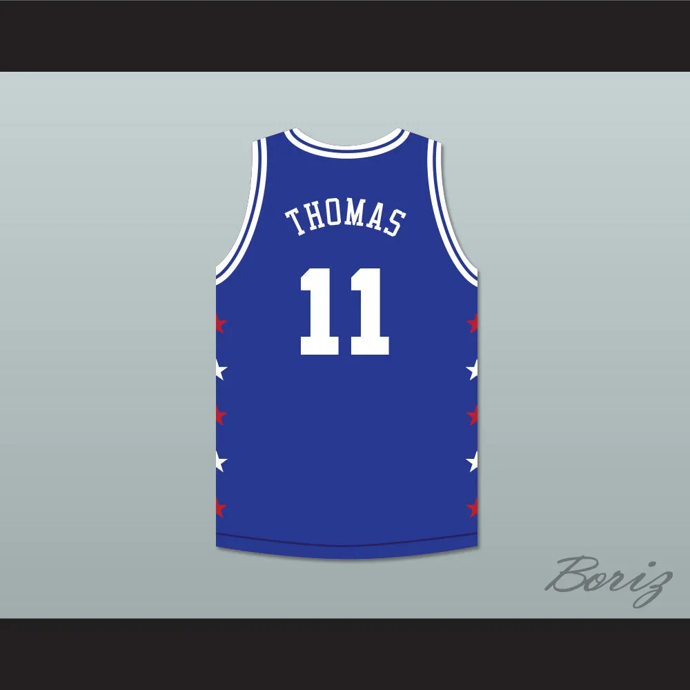 Isiah Thomas 11 Magic Johnson All Star Game Blue Basketball Jersey 1989 Midsummer Night's Magic Charity Event