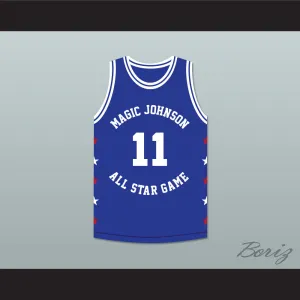 Isiah Thomas 11 Magic Johnson All Star Game Blue Basketball Jersey 1989 Midsummer Night's Magic Charity Event