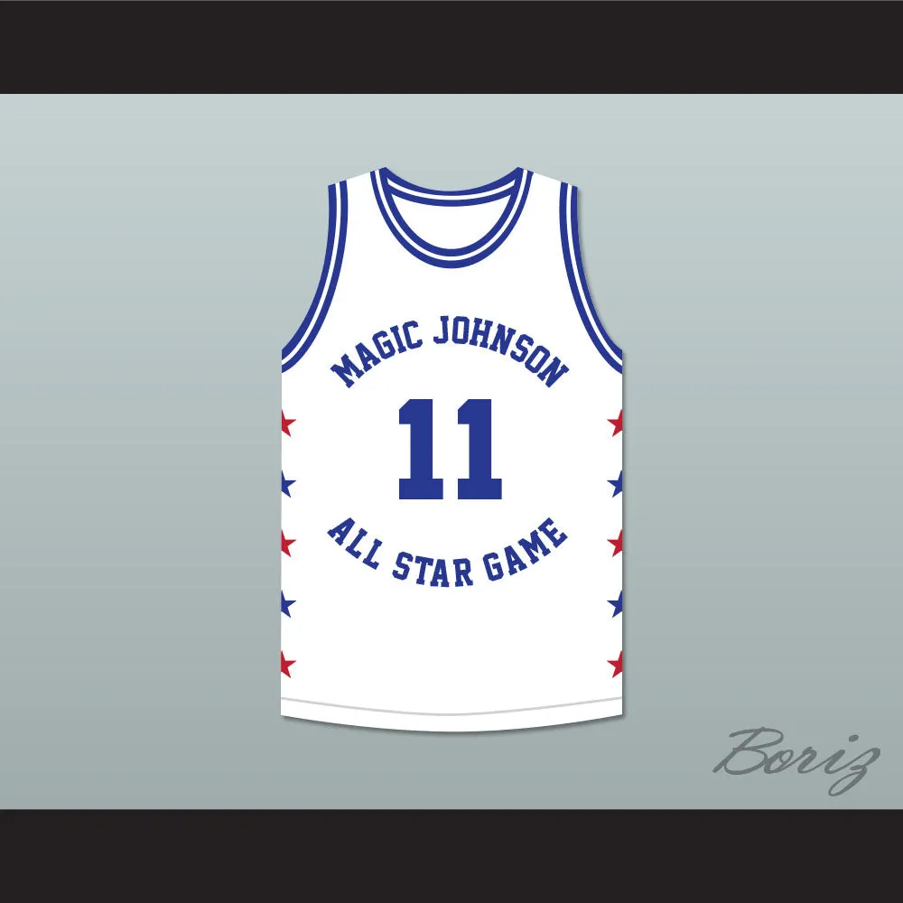 Isiah Thomas 11 Magic Johnson All Star Game White Basketball Jersey 1990 Midsummer Night's Magic Charity Event