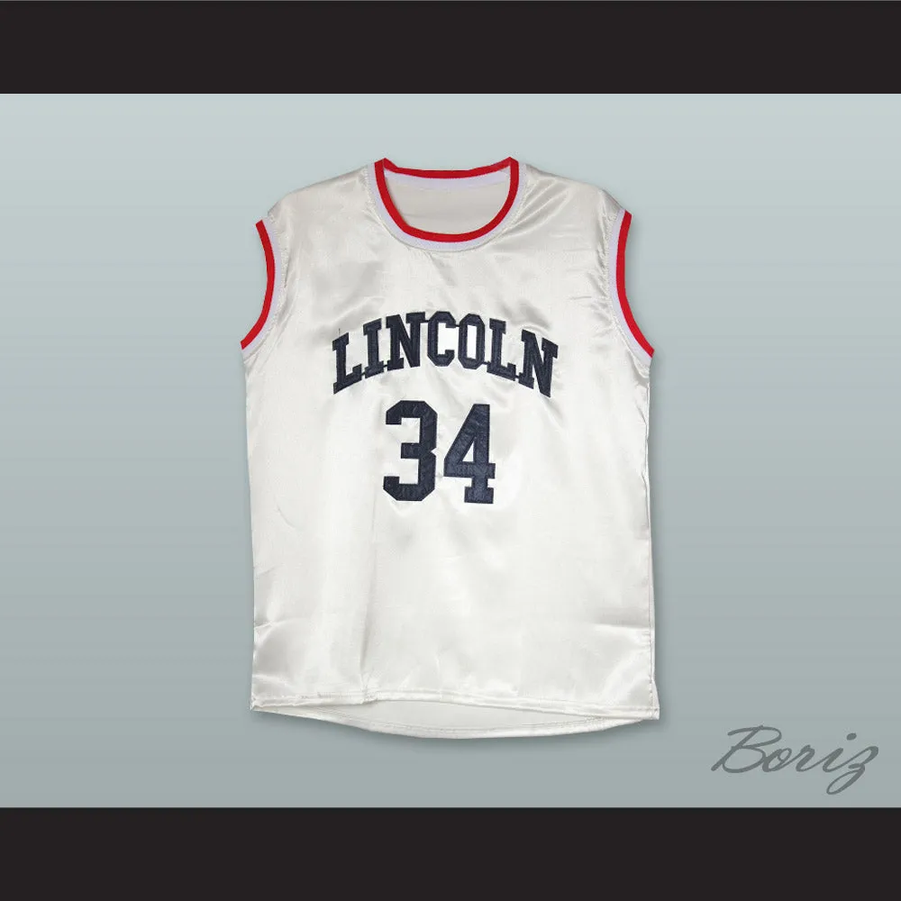 Jesus Shuttlesworth 34 Lincoln White Silk Basketball Jersey