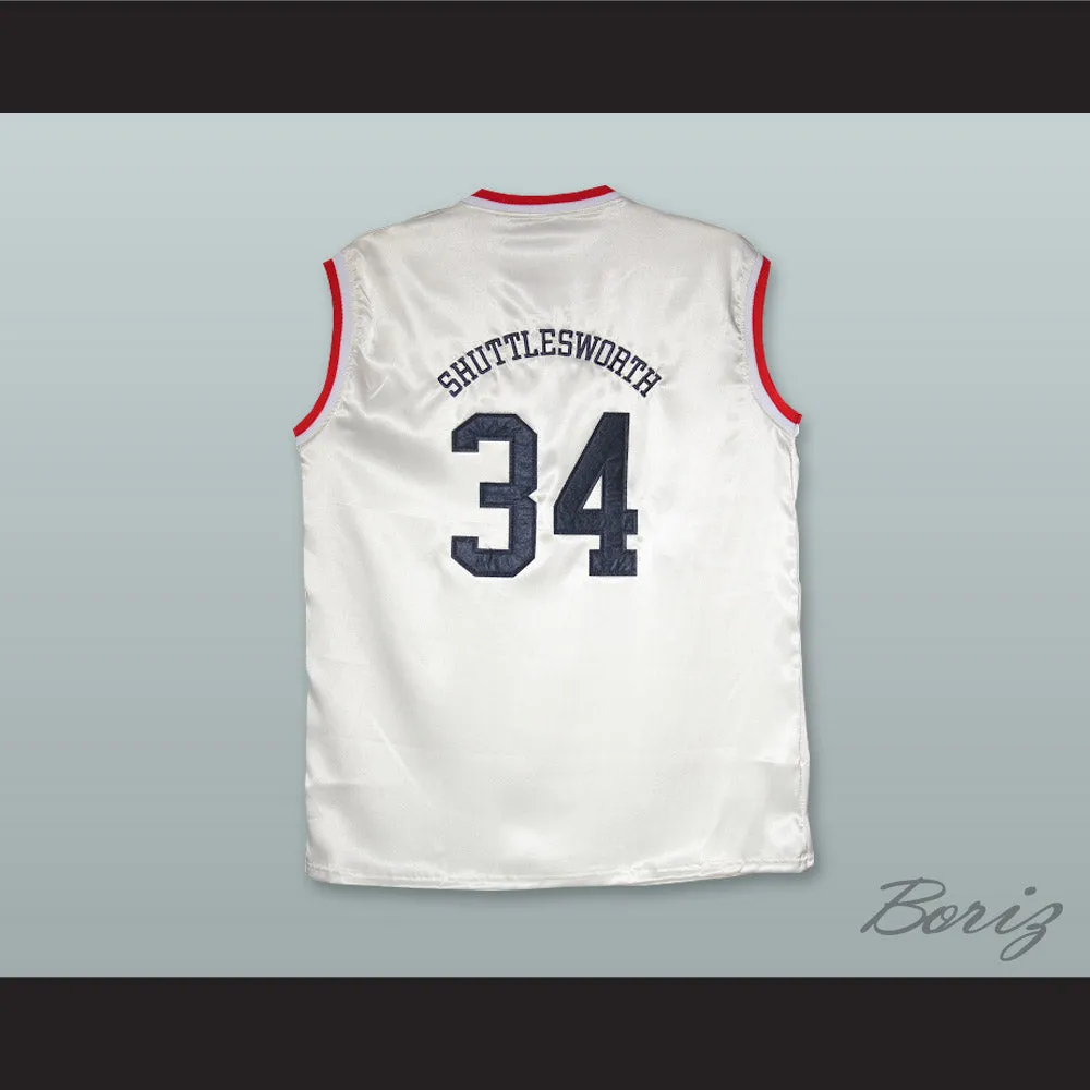 Jesus Shuttlesworth 34 Lincoln White Silk Basketball Jersey