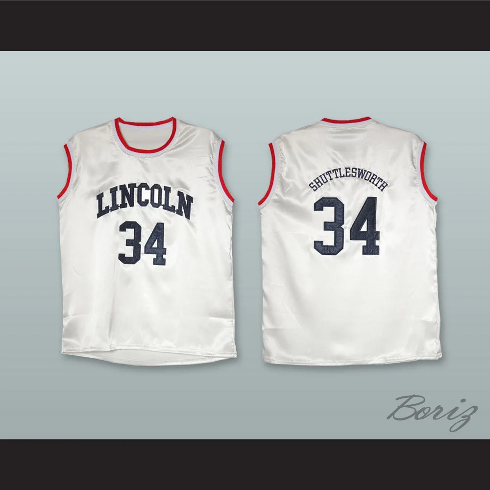 Jesus Shuttlesworth 34 Lincoln White Silk Basketball Jersey