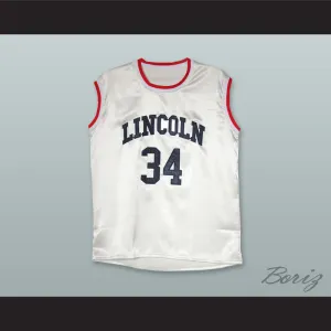 Jesus Shuttlesworth 34 Lincoln White Silk Basketball Jersey