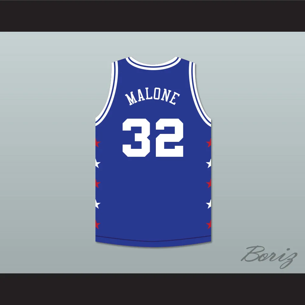 Karl Malone 32 Magic Johnson All Star Game Blue Basketball Jersey 1989 Midsummer Night's Magic Charity Event