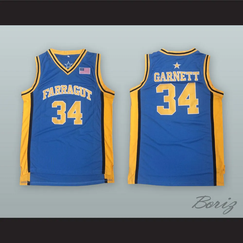 Kevin Garnett 34 Farragut Career Academy Blue Basketball Jersey