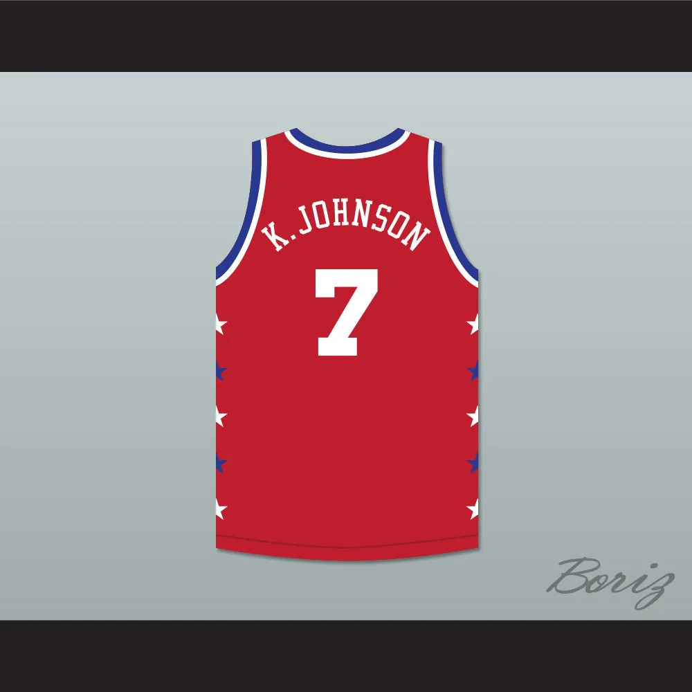 Kevin Johnson 7 Magic Johnson All Star Game Red Basketball Jersey 1990 Midsummer Night's Magic Charity Event