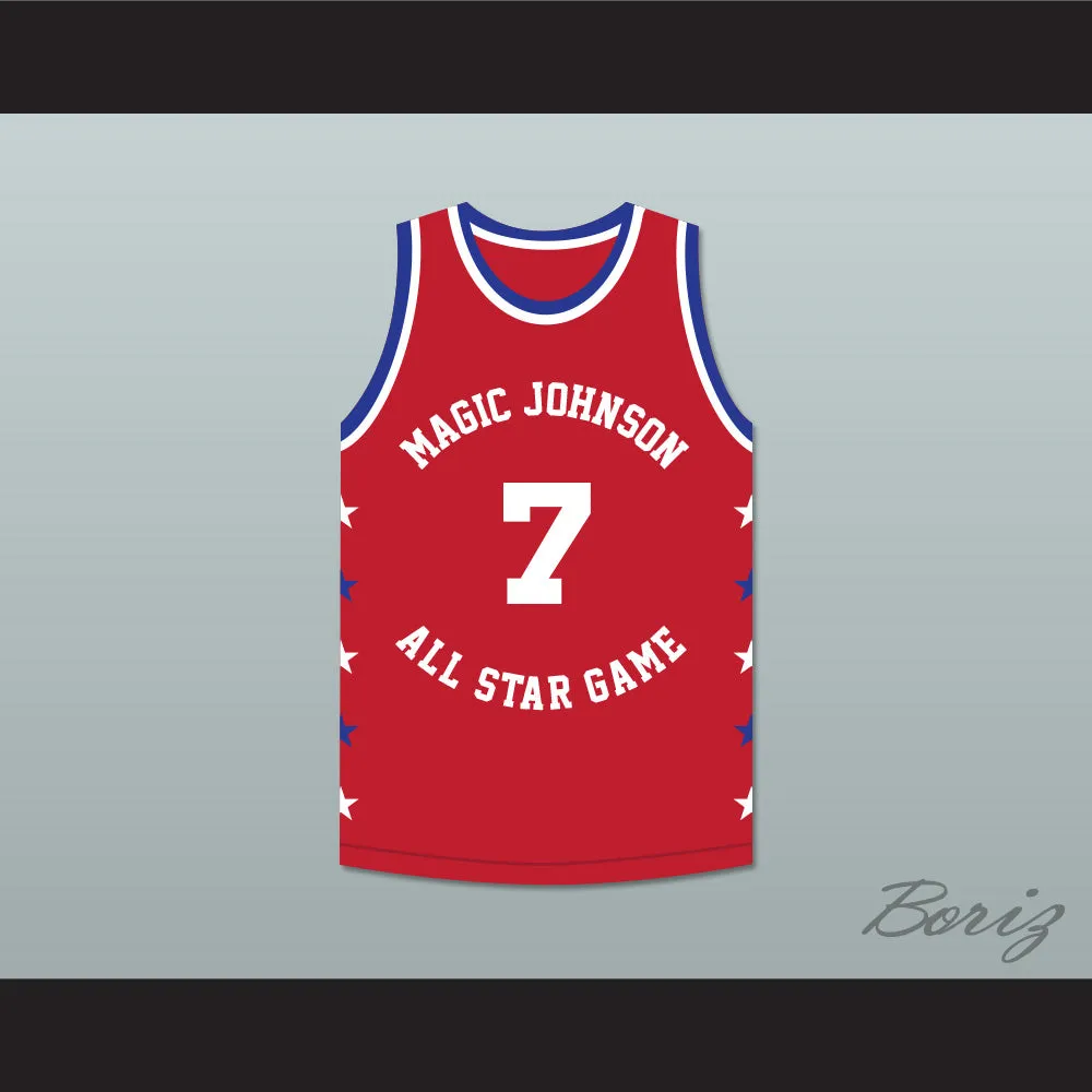 Kevin Johnson 7 Magic Johnson All Star Game Red Basketball Jersey 1990 Midsummer Night's Magic Charity Event