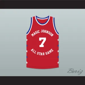 Kevin Johnson 7 Magic Johnson All Star Game Red Basketball Jersey 1990 Midsummer Night's Magic Charity Event