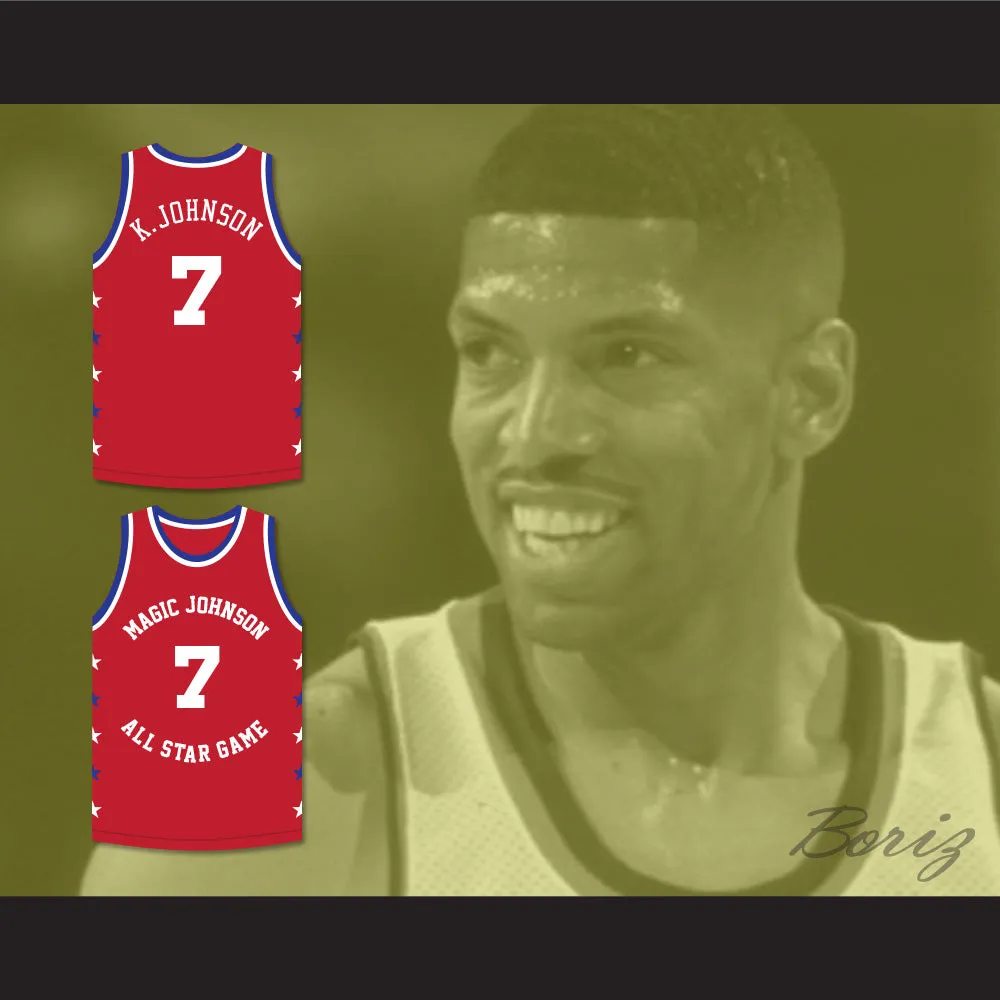 Kevin Johnson 7 Magic Johnson All Star Game Red Basketball Jersey 1990 Midsummer Night's Magic Charity Event