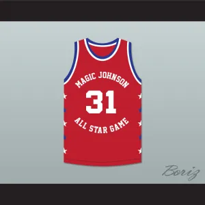 Kurt Rambis 31 Magic Johnson All Star Game Red Basketball Jersey 1990 Midsummer Night's Magic Charity Event