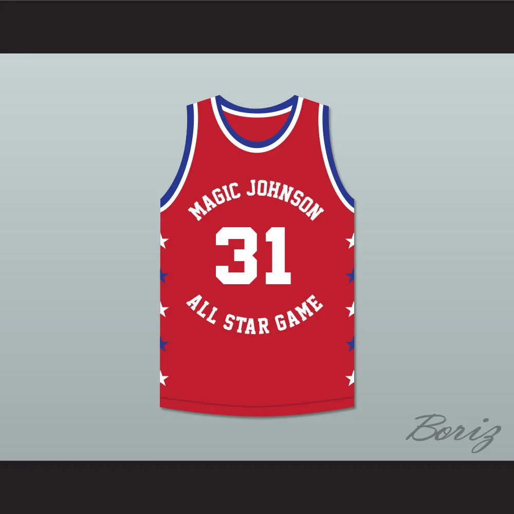 Kurt Rambis 31 Magic Johnson All Star Game Red Basketball Jersey 1990 Midsummer Night's Magic Charity Event