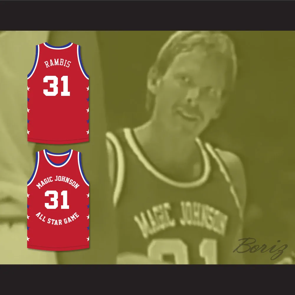 Kurt Rambis 31 Magic Johnson All Star Game Red Basketball Jersey 1990 Midsummer Night's Magic Charity Event