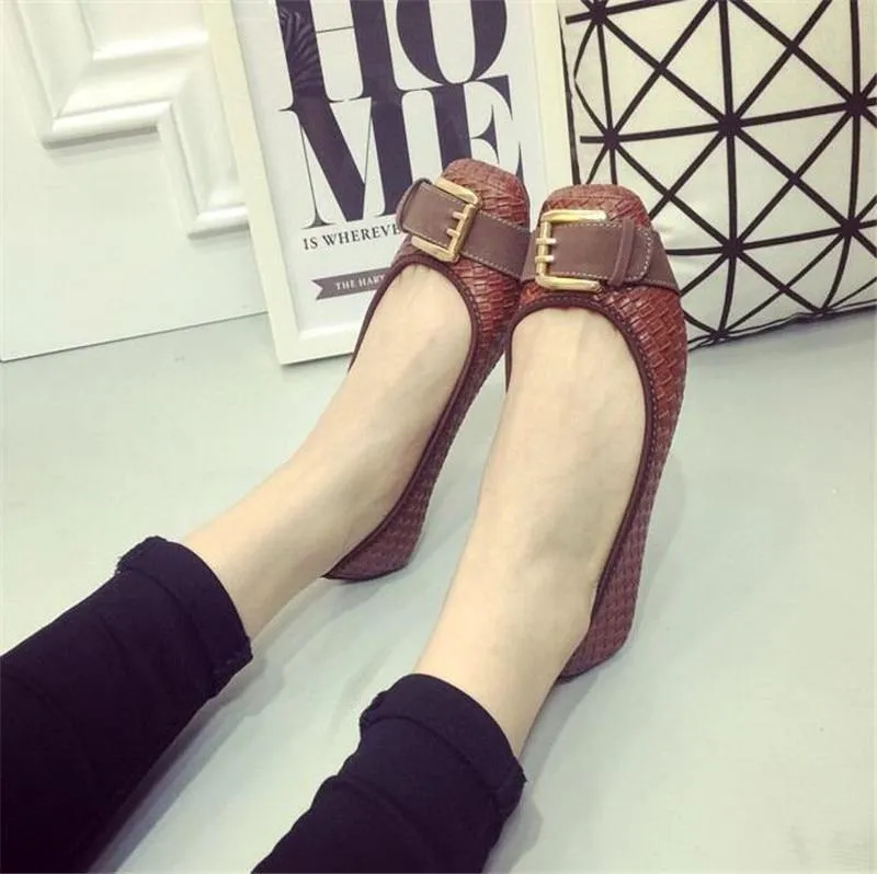Loafers Flats Buckle Knitted Flat Heel Soft Bottom Boat Shoes