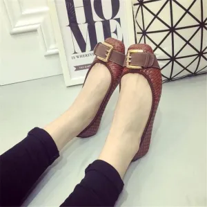 Loafers Flats Buckle Knitted Flat Heel Soft Bottom Boat Shoes