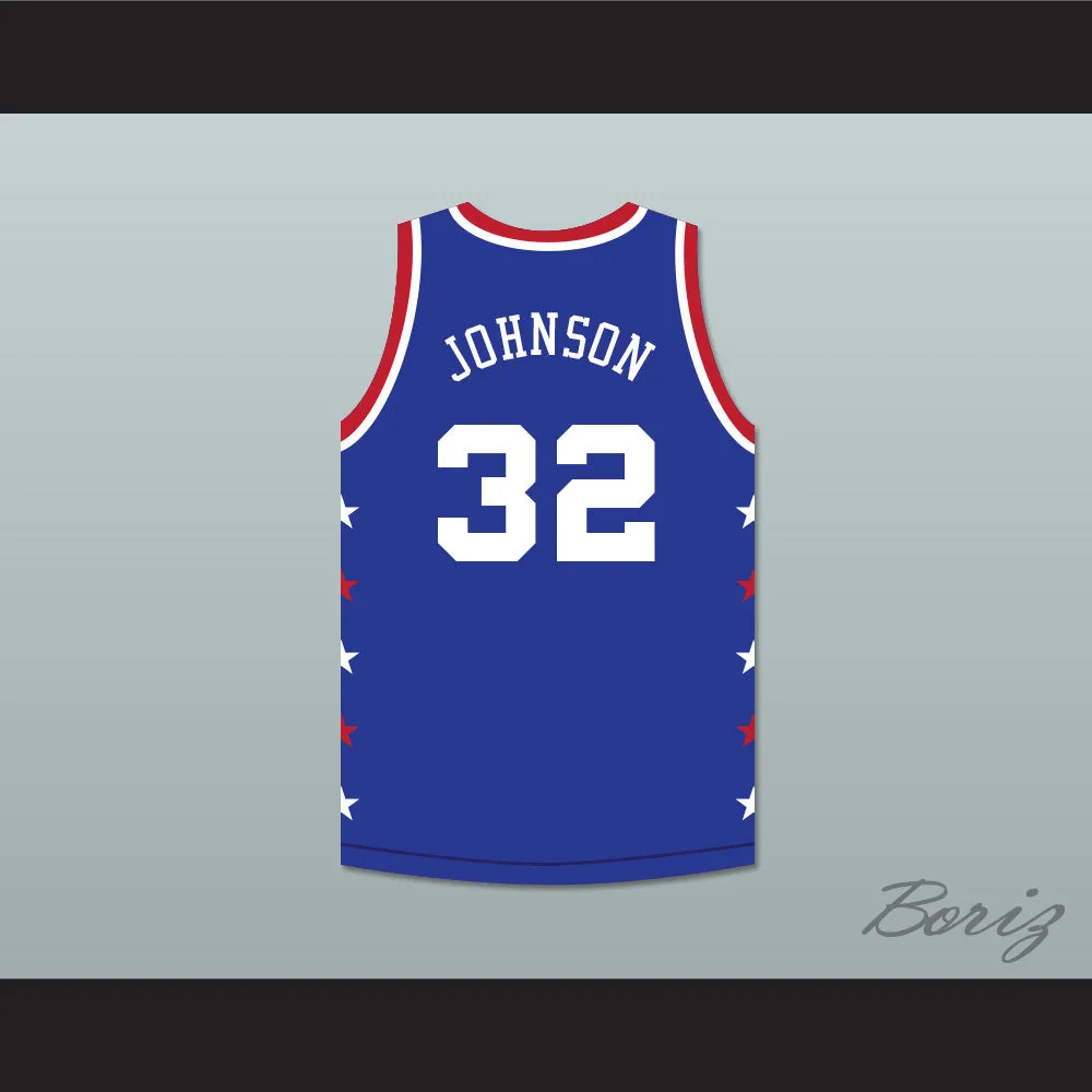 Magic Johnson 32 Magic Johnson All Star Game Blue Basketball Jersey 1986 Midsummer Night's Magic Charity Event