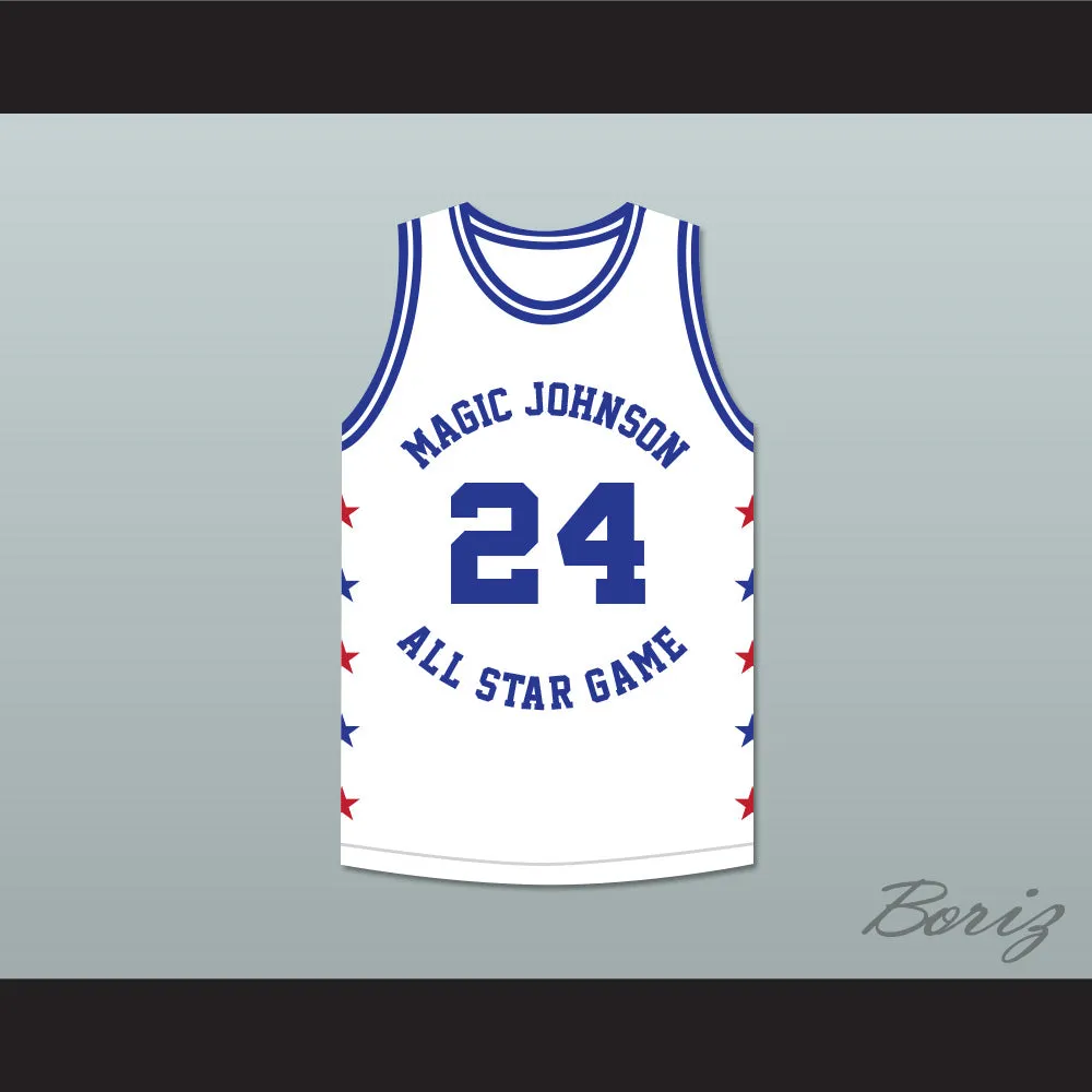 Mark Aguirre 24 Magic Johnson All Star Game White Basketball Jersey 1988 Midsummer Night's Magic Charity Event