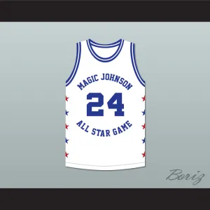 Mark Aguirre 24 Magic Johnson All Star Game White Basketball Jersey 1988 Midsummer Night's Magic Charity Event