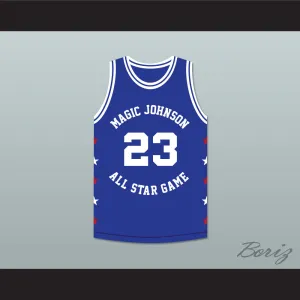Mark Aquirre 23 Magic Johnson All Star Game Blue Basketball Jersey 1989 Midsummer Night's Magic Charity Event
