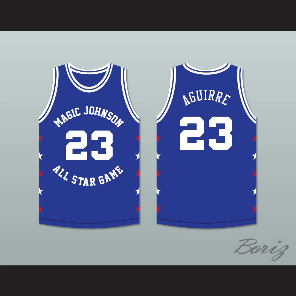 Mark Aquirre 23 Magic Johnson All Star Game Blue Basketball Jersey 1989 Midsummer Night's Magic Charity Event