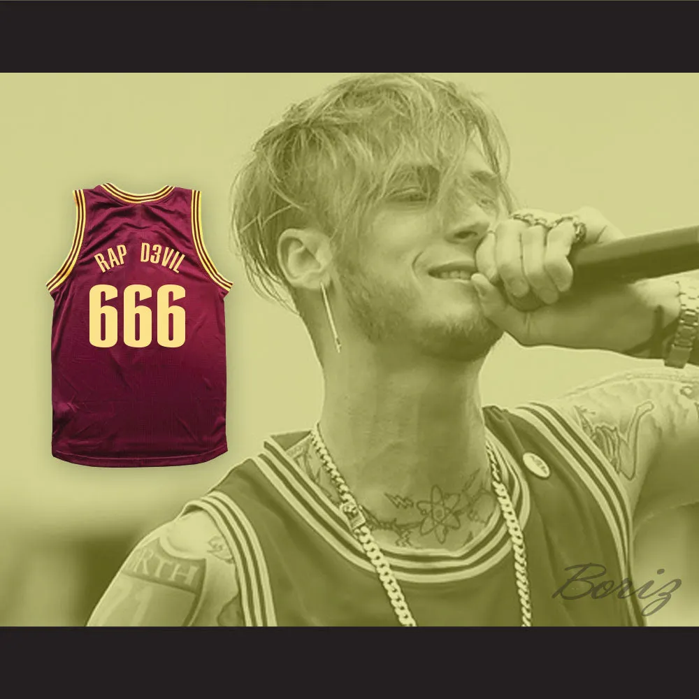 MGK 666 RAP D3VIL Maroon Basketball Jersey