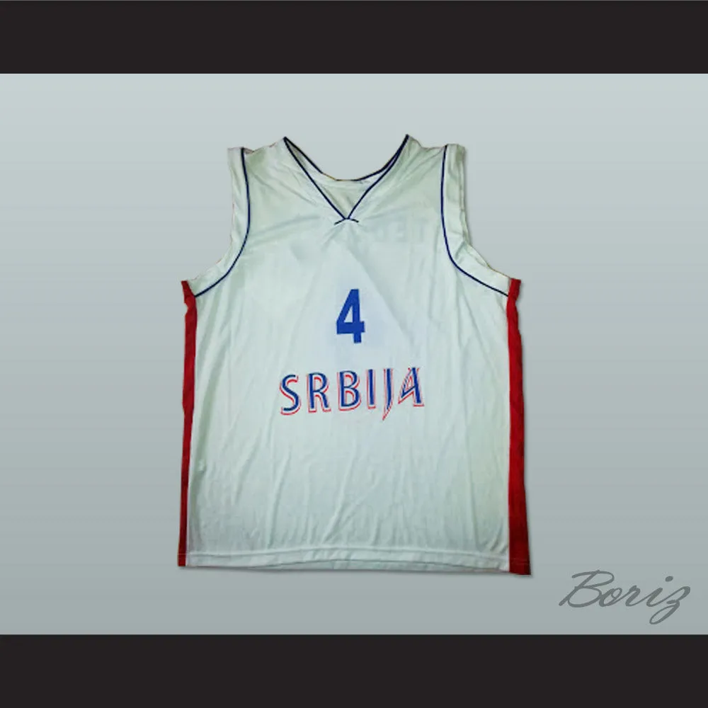 Milos Teodosic 4 Serbia -Srbija White Basketball Jersey