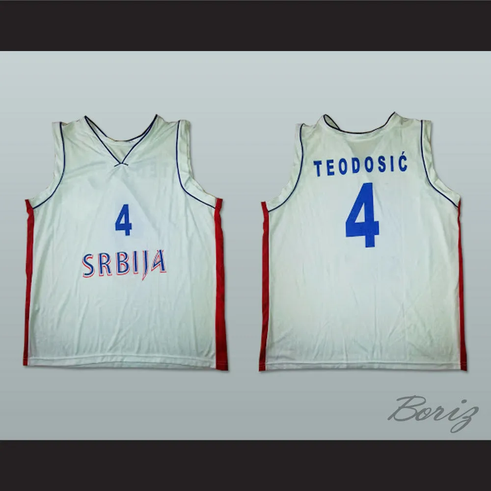 Milos Teodosic 4 Serbia -Srbija White Basketball Jersey