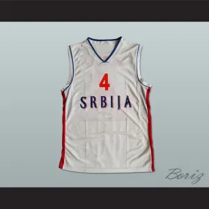 Milos Teodosic 4 Serbia White Basketball Jersey