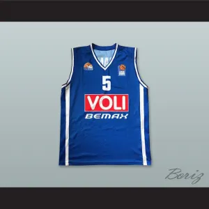 Nemanja Jaramaz 5 KK Buducnost Podgorica Montenegro Blue Basketball Jersey