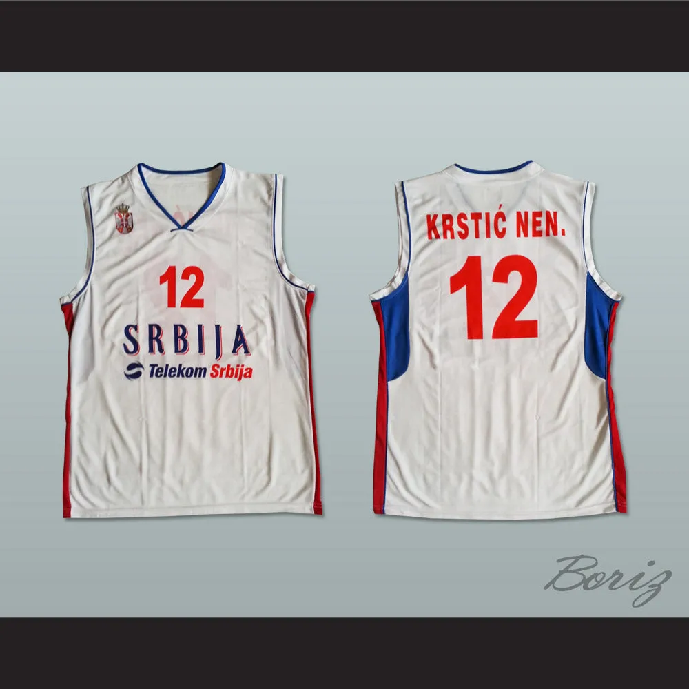 Nenad Krstic 12 Serbia White Basketball Jersey