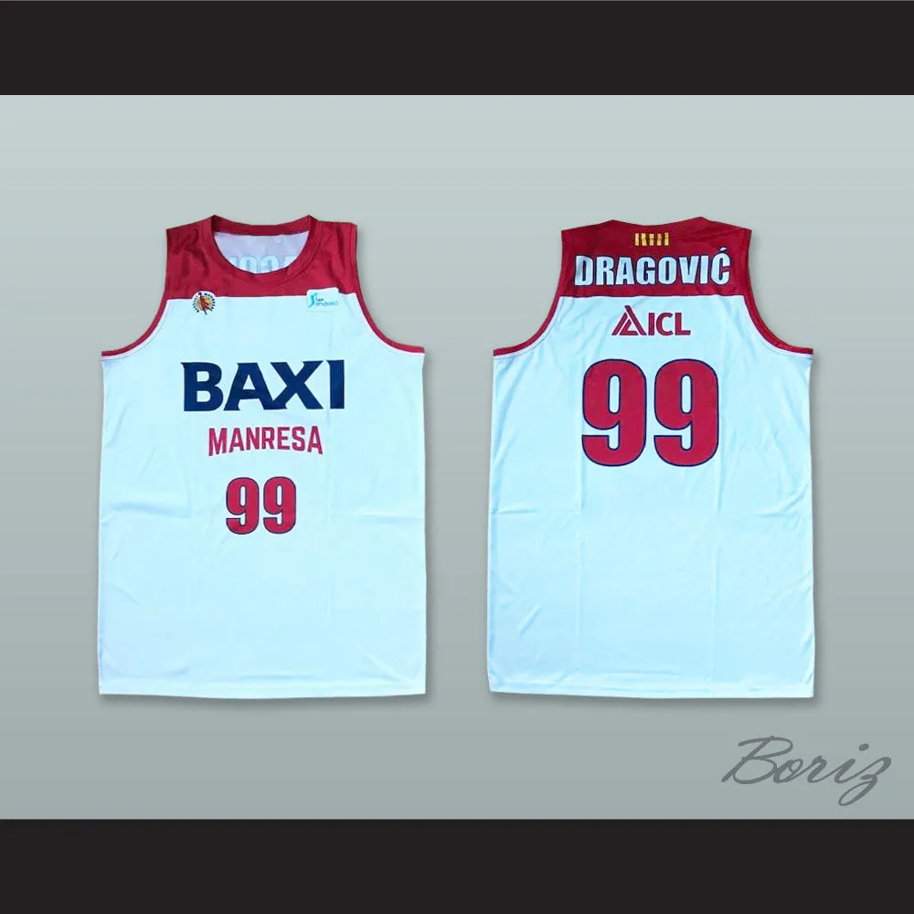 Nikola Dragovic 99 Basquet Manresa Spain White Basketball Jersey