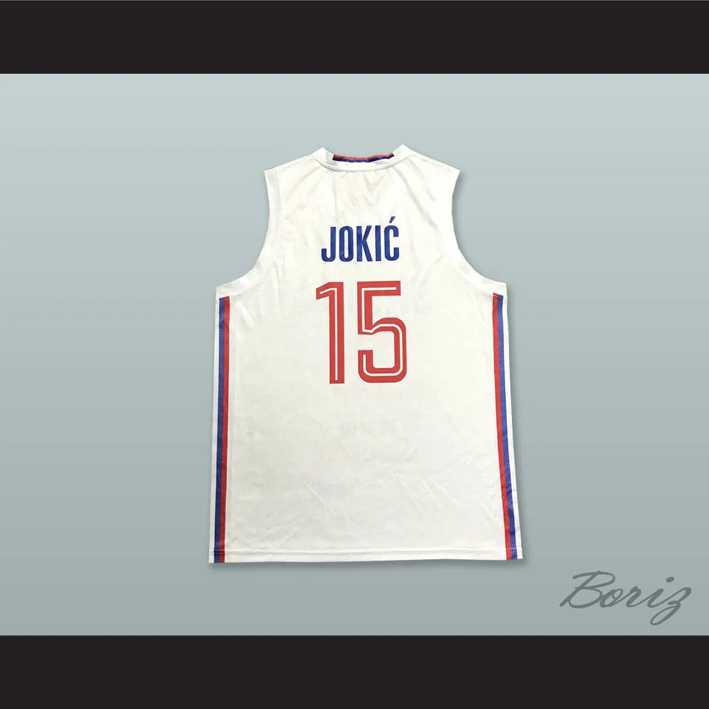 Nikola Jokic 15 Serbia White Basketball Jersey