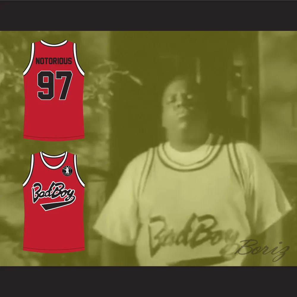 Notorious B.I.G. 97 Bad Boy Red Basketball Jersey with Patch