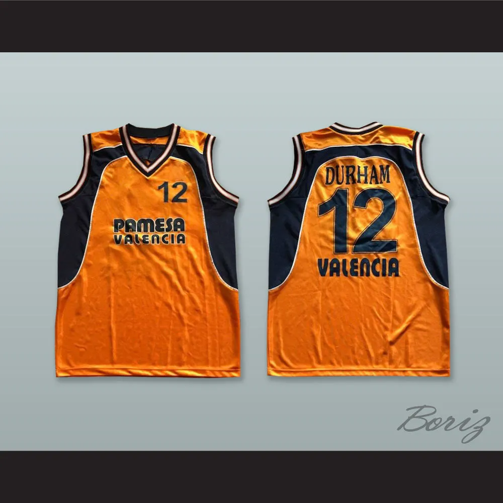 Pat Durham 12 Pamesa Valencia Orange Basketball Jersey