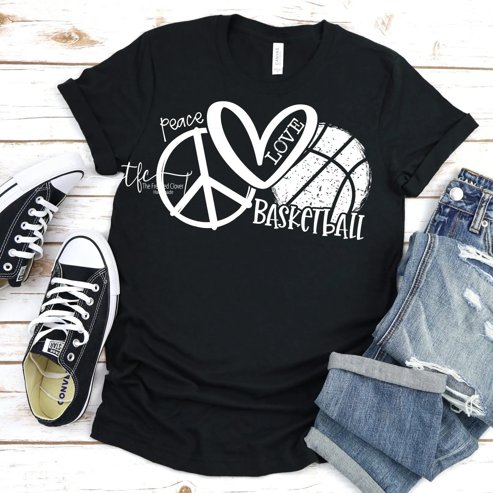 {Peace. Love. Basketball} screen print tee