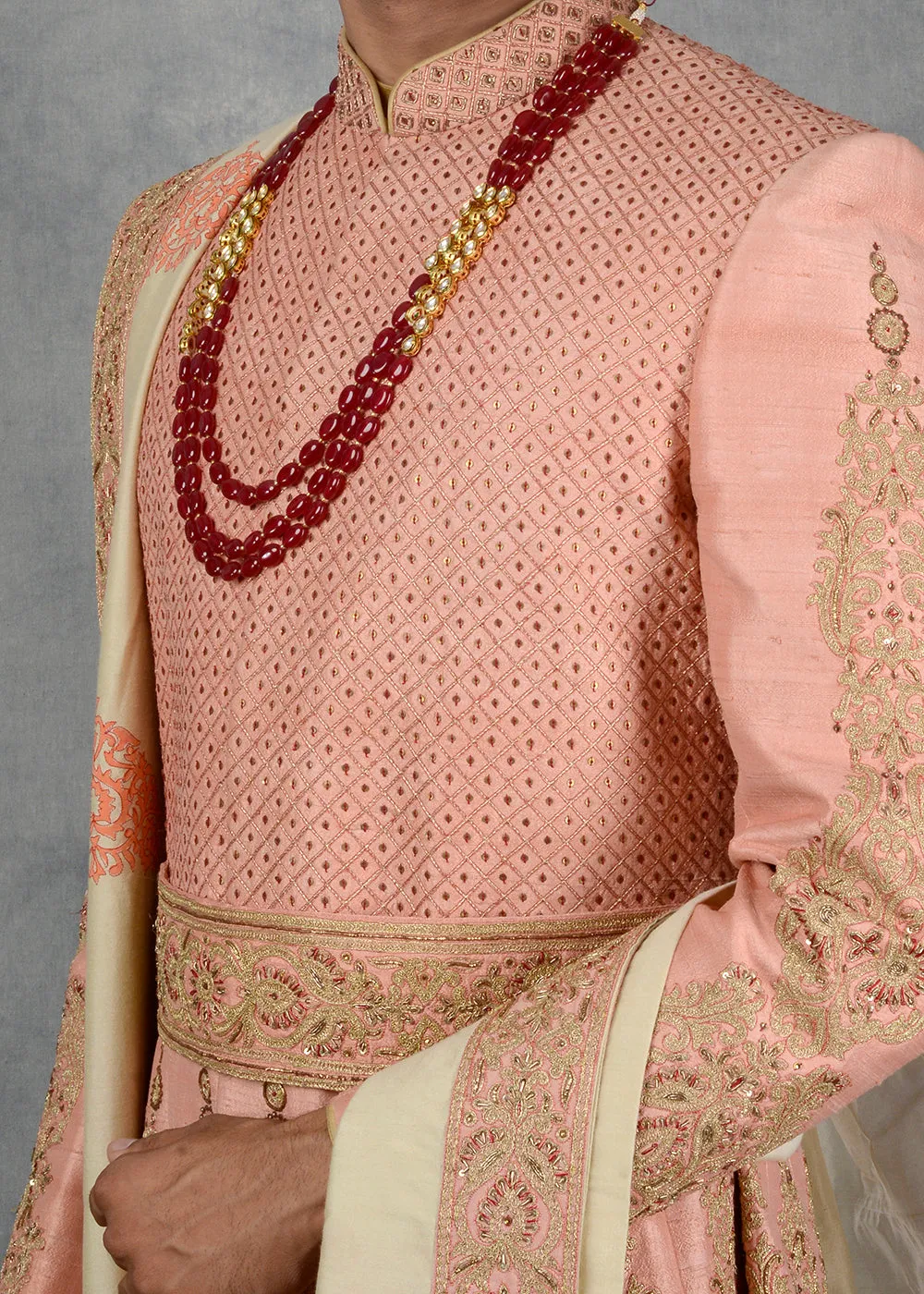 Peach Sherwani | Siddhesh Chauhan