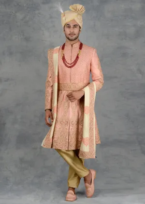 Peach Sherwani | Siddhesh Chauhan