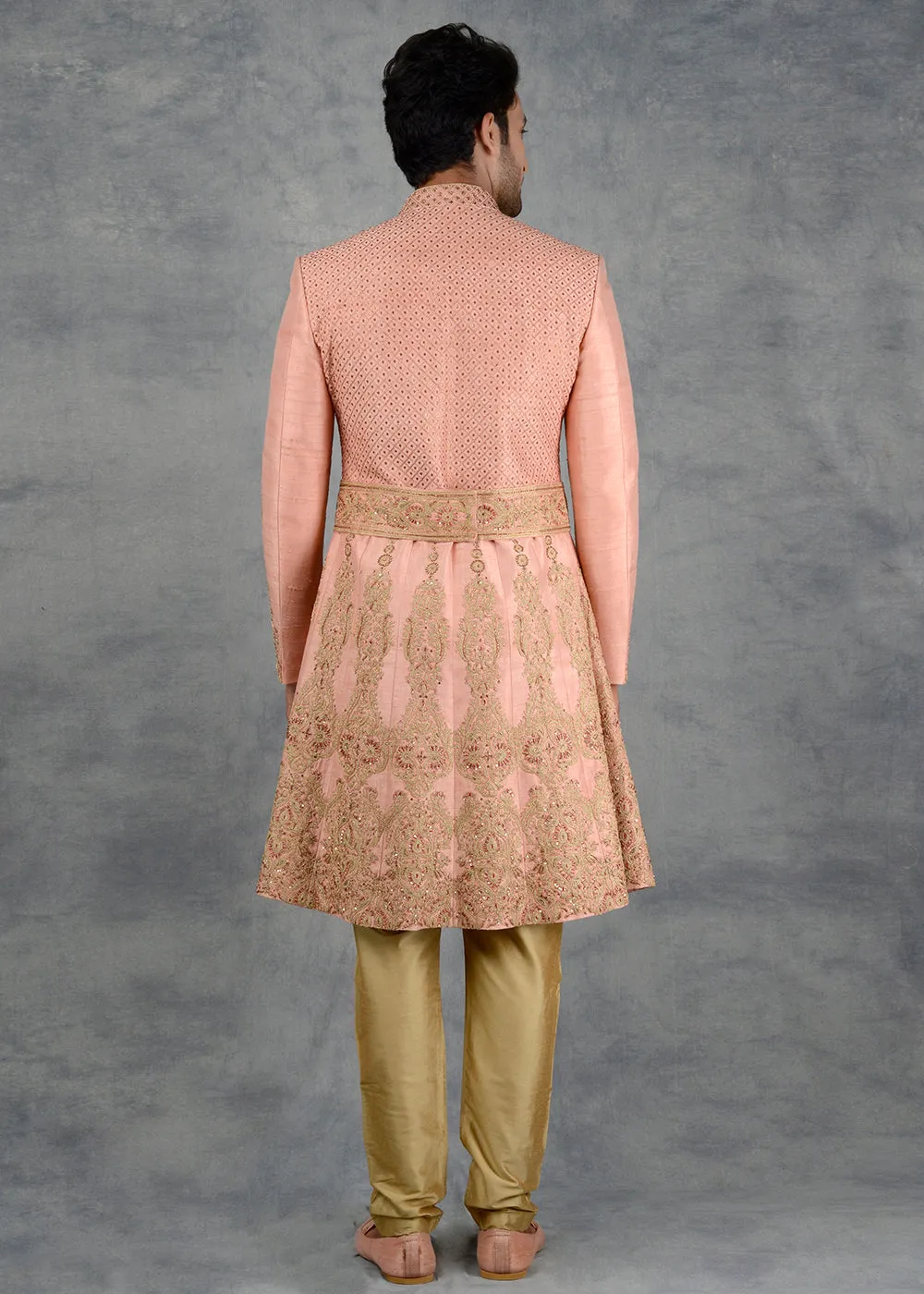 Peach Sherwani | Siddhesh Chauhan
