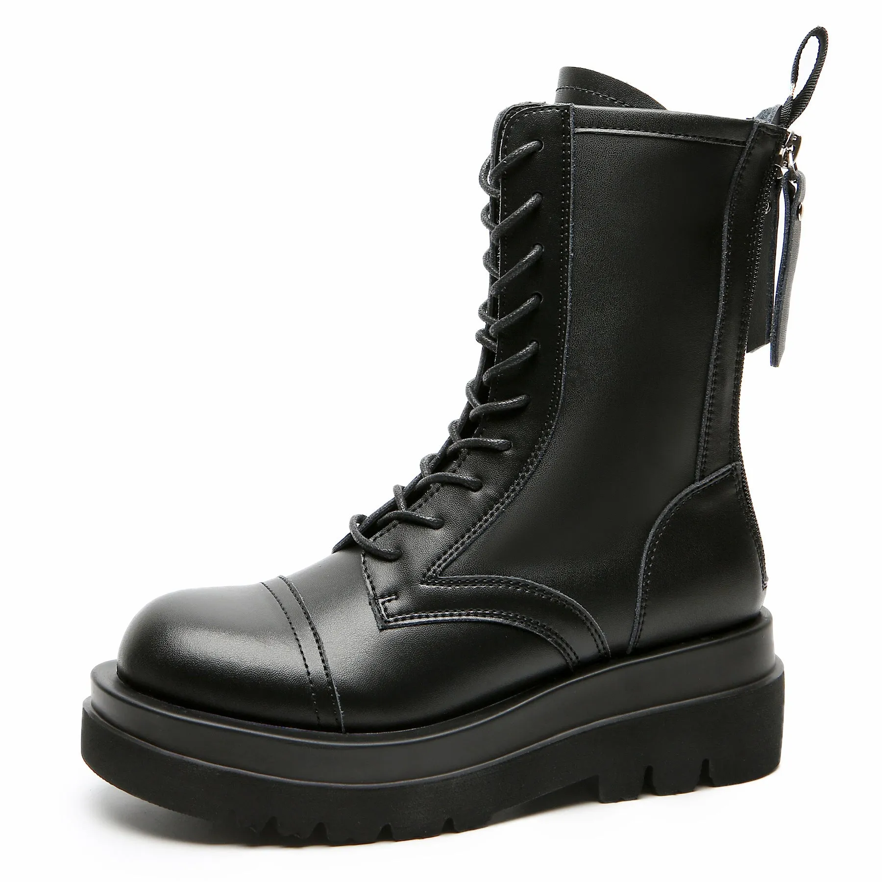 Platform Motorcycle Lace-Up Boots