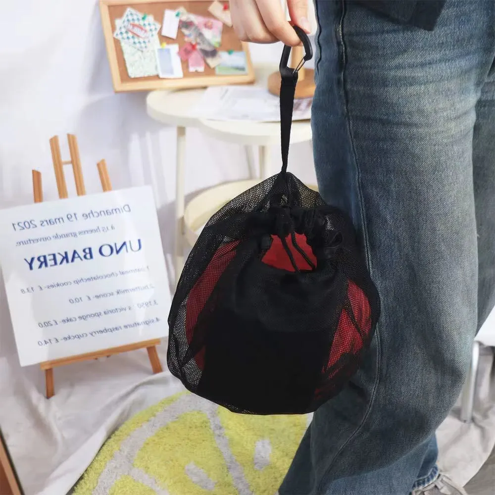 Portable Clip on Ball Mesh Bag Ball Holder Drawstring Basketball Storage Bag Handbag Oxford Cloth Single Ball Bag Traveling Gym