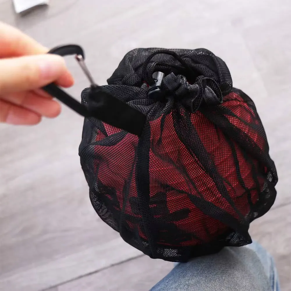 Portable Clip on Ball Mesh Bag Ball Holder Drawstring Basketball Storage Bag Handbag Oxford Cloth Single Ball Bag Traveling Gym