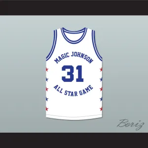 Reggie Miller 31 Magic Johnson All Star Game White Basketball Jersey 1990 Midsummer Night's Magic Charity Event